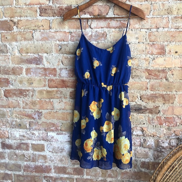 Charming Charlie Dresses & Skirts - Floral Blue and Yellow Sundress